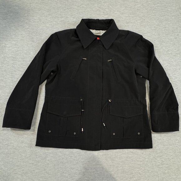 ESPRIT Womens Size XL Black Zip Front Utility Jacket Drawstring Waist Pockets - Picture 4 of 15